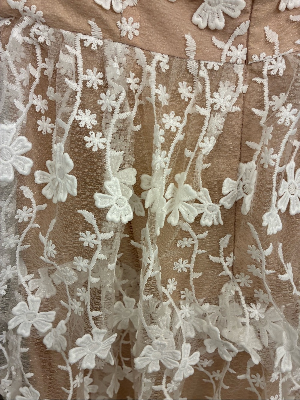 Endless Rose Nude and White Strapless Floral Lace Midi Dress - Picture 8 of 8